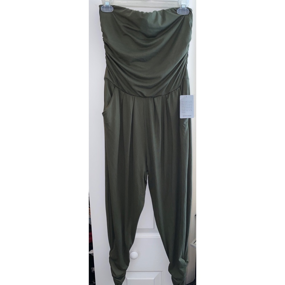Olive Green Strapless Jumpsuit